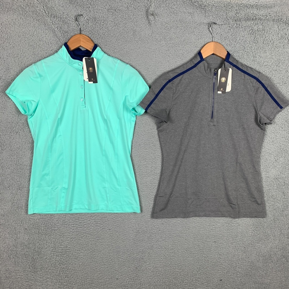 EP New York Polo Shirt Mens Womens Small Green/Gray Mock NY Golf Lot Of 2 NWT
